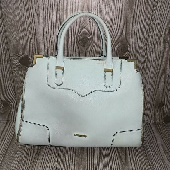 Rebecca Minkoff Mint Green Leather Animal Print Lined  Tote Shoulder Bag - Picture 2 of 12